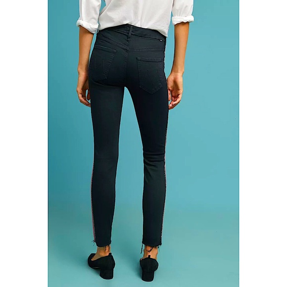 MOTHER High-Waisted Looker Ankle Fray Jeans In Guily Glitter Racer - Picture 3 of 12